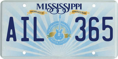 MS license plate AIL365