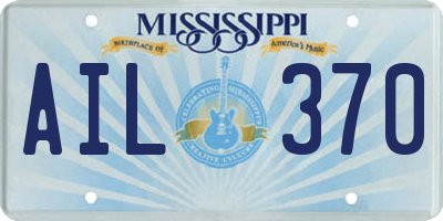 MS license plate AIL370