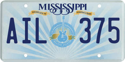 MS license plate AIL375