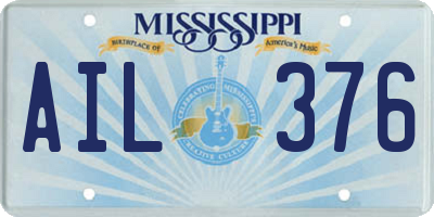MS license plate AIL376
