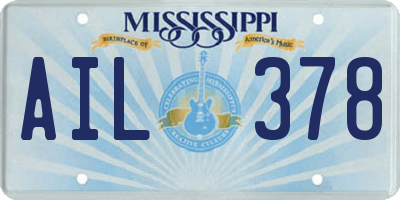 MS license plate AIL378