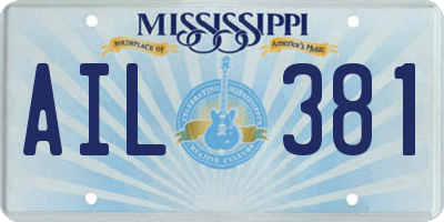 MS license plate AIL381