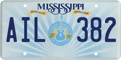 MS license plate AIL382