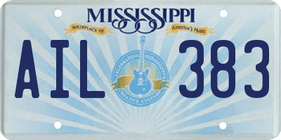 MS license plate AIL383