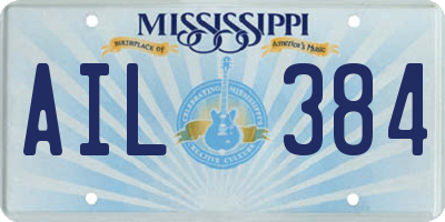 MS license plate AIL384