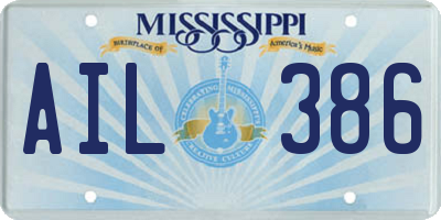 MS license plate AIL386