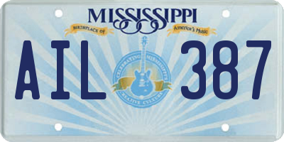 MS license plate AIL387