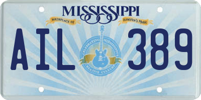 MS license plate AIL389