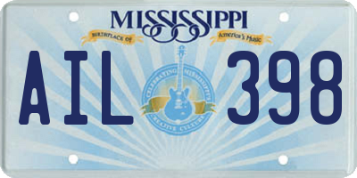MS license plate AIL398