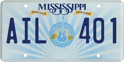 MS license plate AIL401