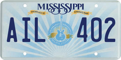 MS license plate AIL402