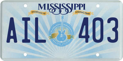 MS license plate AIL403