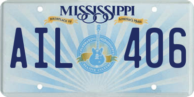 MS license plate AIL406