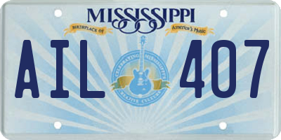 MS license plate AIL407