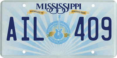 MS license plate AIL409