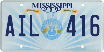 MS license plate AIL416