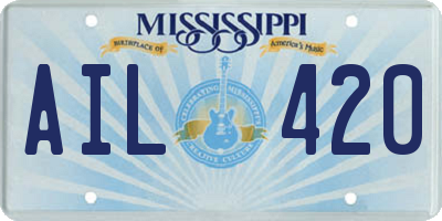 MS license plate AIL420