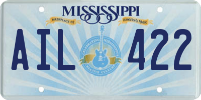 MS license plate AIL422