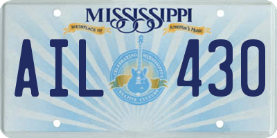 MS license plate AIL430