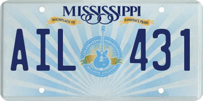 MS license plate AIL431