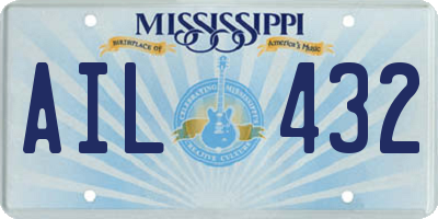 MS license plate AIL432