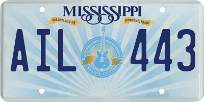 MS license plate AIL443