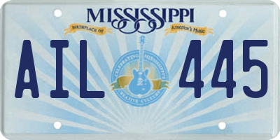 MS license plate AIL445