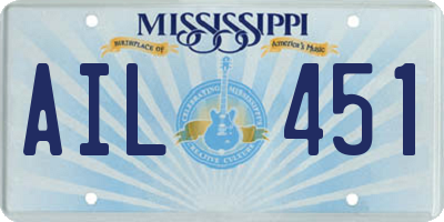 MS license plate AIL451