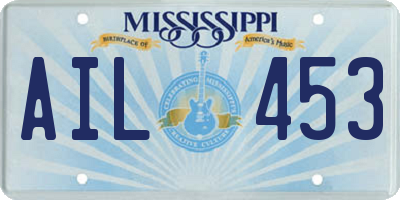 MS license plate AIL453