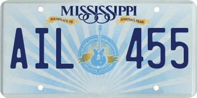 MS license plate AIL455