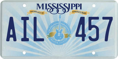 MS license plate AIL457