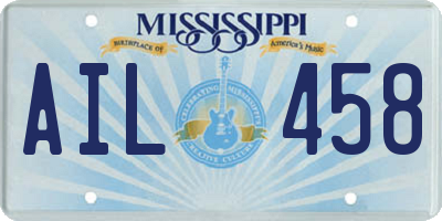 MS license plate AIL458