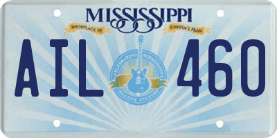 MS license plate AIL460