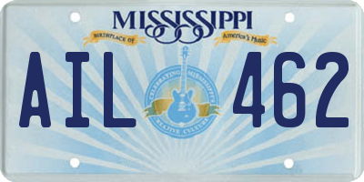 MS license plate AIL462