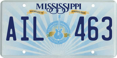 MS license plate AIL463