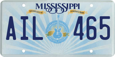 MS license plate AIL465