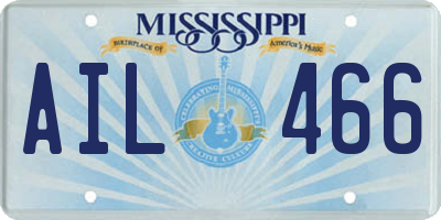 MS license plate AIL466