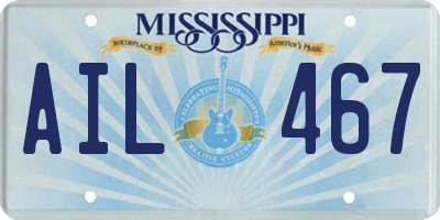 MS license plate AIL467