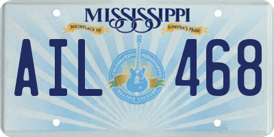 MS license plate AIL468