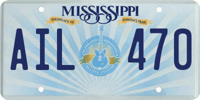 MS license plate AIL470