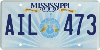 MS license plate AIL473