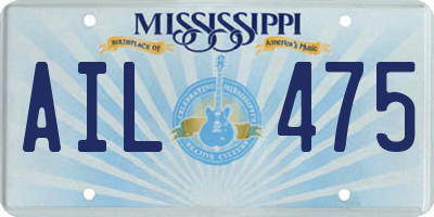 MS license plate AIL475
