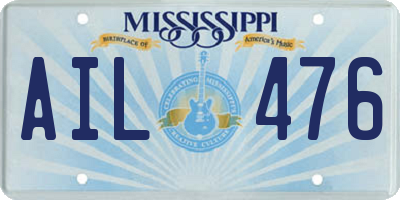 MS license plate AIL476
