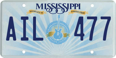 MS license plate AIL477