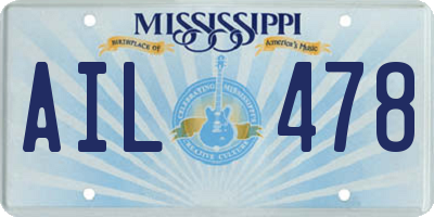 MS license plate AIL478