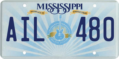 MS license plate AIL480