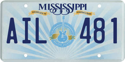 MS license plate AIL481