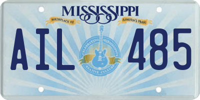 MS license plate AIL485