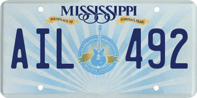 MS license plate AIL492