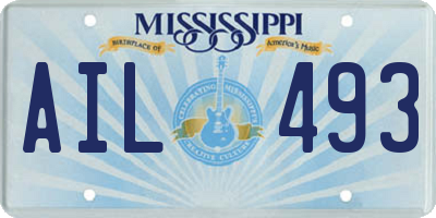 MS license plate AIL493
